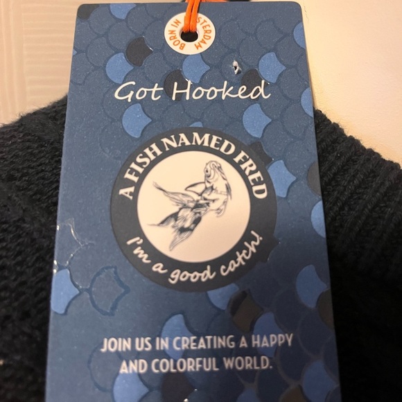 A Fish Named Fred Cable Pullover Sweater Navy Mens Medium Brand New NWT - Picture 9 of 11